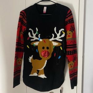 No Boundaries Ugly but Cute Light-Up Christmas Sweater